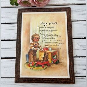 CLEARANCE: Vintage Original Wendy Lyn Fingerprints poem Wall Plaque (12 x 9)